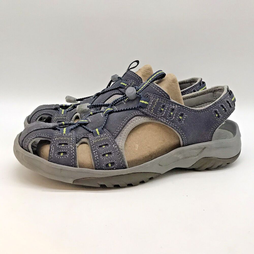 Pr!vo 61396 Sports Sandal Women's 10M Gray Leather Hiking Water Shoe Bungee Lock